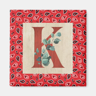Barn Wood en Bandana Letter K Magneet