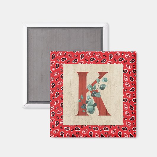 Barn Wood en Bandana Letter K Magneet (Voorkant / Achterkant)
