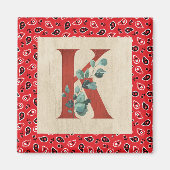 Barn Wood en Bandana Letter K Magneet (Voorkant)