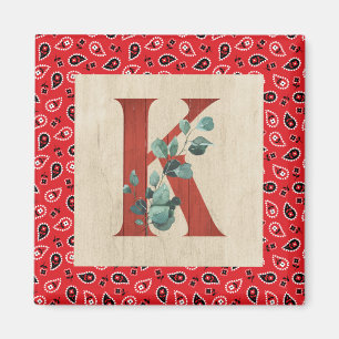 Barn Wood en Bandana Letter K Magneet