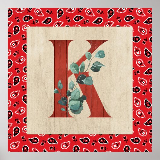 Barn Wood en Bandana Letter K Poster (Voorkant)