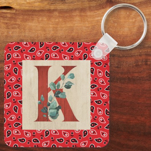 Barn Wood en Bandana Letter K Sleutelhanger (Achterkant)