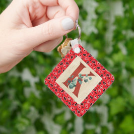 Barn Wood en Bandana Letter K Sleutelhanger