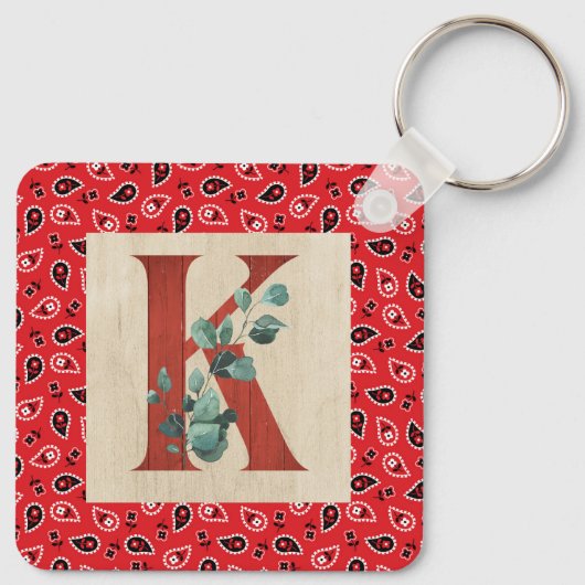 Barn Wood en Bandana Letter K Sleutelhanger (Achterkant)