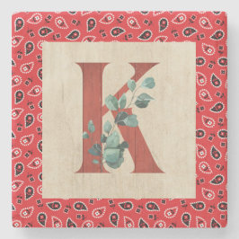 Barn Wood en Bandana Letter K Stenen Onderzetter