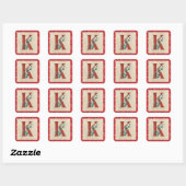 Barn Wood en Bandana Letter K Vierkante Sticker (Vel)