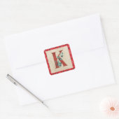Barn Wood en Bandana Letter K Vierkante Sticker (Envelop)