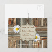Barn Wood en Daisy Save the Date Aankondigingskaart (Voorkant / Achterkant)