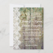 Barn Wood en Lace Rustic Wedding Invitations Kaart (Voorkant)
