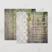 Barn Wood en Lace Square Wedding Invitations Kaart (Voorkant / Achterkant)
