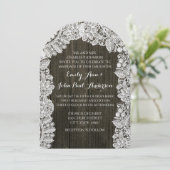 Barn Wood en Lace Wedding Invitations Kaart (Staand voorkant)
