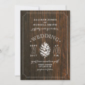 Barn Wood en Pine Cone Rustic Wedding Kaart (Voorkant)