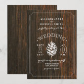 Barn Wood en Pine Cone Rustic Wedding Kaart (Voorkant / Achterkant)
