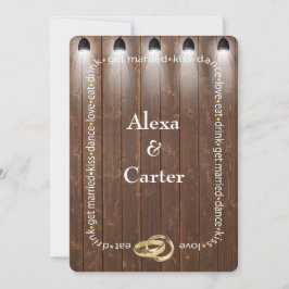 Barn Wood en Spotlights Wedding Kaart