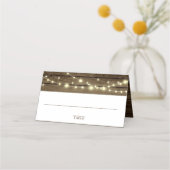 Barn Wood en String Lights Place Card Plaatskaartje (Voorkant)