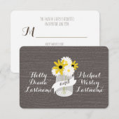 Barn Wood Geïnspireerd Mason Jar + Wildbloemen RSV RSVP Kaartje (Voorkant / Achterkant)