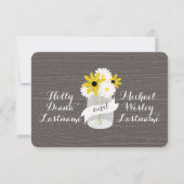 Barn Wood Geïnspireerd Mason Jar + Wildbloemen RSV RSVP Kaartje (Voorkant)