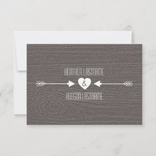 Barn Wood Geïnspireerd White Arrows Wedding R.S.V. RSVP Kaartje