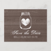 Barn wood grain jar save the date cards aankondigingskaart (Voorkant)