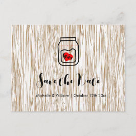Barn wood grain mason jar save the date cards aankondigingskaart
