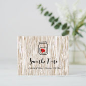 Barn wood grain mason jar save the date cards aankondigingskaart (Staand voorkant)
