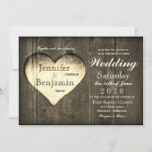 Barn Wood Heart Country Wedding Invitation Kaart (Voorkant)