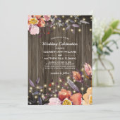 Barn Wood | Herfst bloemen | Lichte bruiloft Kaart (Staand voorkant)