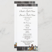Barn Wood Hoefijzers en Daisy Wedding Programma Programmakaart (Voorkant / Achterkant)