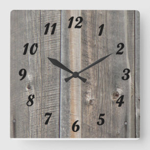 Barn Wood Kijk Clock Vierkante Klok