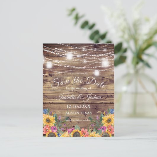 Barn Wood | Koord van lichten sparen de Datum Briefkaart (Staand voorkant)