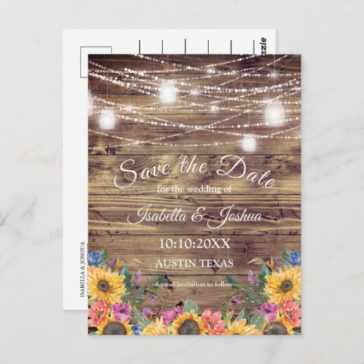 Barn Wood | Koord van lichten sparen de Datum Briefkaart (Voorkant / Achterkant)