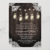 Barn Wood Lace Mason Verlovingsfeest Uitnodigingen (Voorkant / Achterkant)