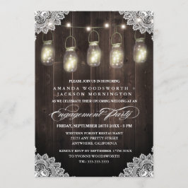 Barn Wood Lace Mason Verlovingsfeest Uitnodigingen