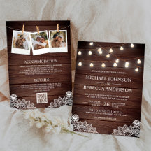 Barn Wood Lace String Lights Foto QR Code Weddensc
