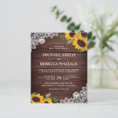Barn Wood Lace Sunflower Budget Weduwuitnodiging (Staand voorkant)