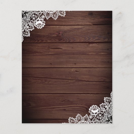 Barn Wood Lace Sunflower Budget Weduwuitnodiging (Achterkant)