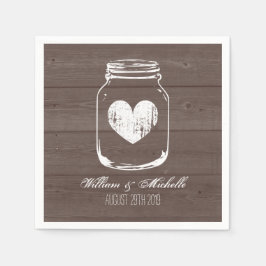 Barn wood land chic mason jar bruiloft napkins servet