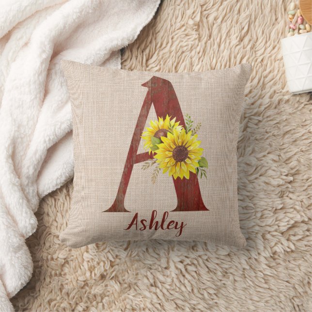Barn Wood Letter A & Sunflower Kussen (Deken)