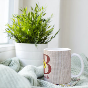 Barn Wood Letter B & Sunflower Koffiemok