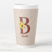 Barn Wood Letter B & Sunflower Latte Mok (Voorkant)