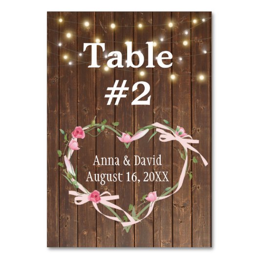 Barn Wood Light String met hartlint Kaart (Achterkant)