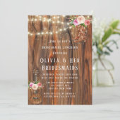 Barn Wood Lights Boots Bridesmaids Luncheon Kaart (Staand voorkant)