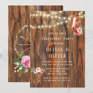 Barn Wood Lights Boots Horse Engagement Party Kaart