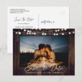 Barn Wood Lights Trouwfoto Bewaar de datum Aankondigingskaart (Voorkant / Achterkant)