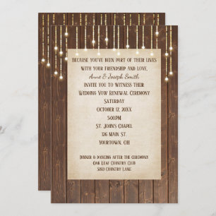 Barn Wood Lights Vow Renewal Kaart