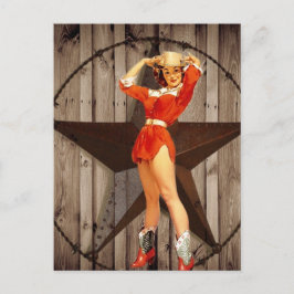 Barn wood Lone Star western country Cowgirl Briefkaart