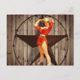 Barn wood Lone Star western country Cowgirl Briefkaart