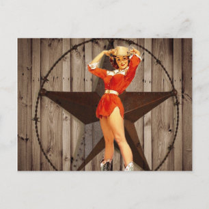 Barn wood Lone Star western country Cowgirl Briefkaart