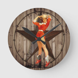Barn wood Lone Star western country Cowgirl Ronde Klok