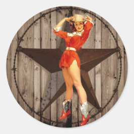 Barn wood Lone Star western country Cowgirl Ronde Sticker